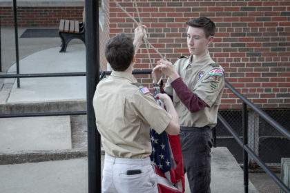 Sorting through the tents - Troop 1086