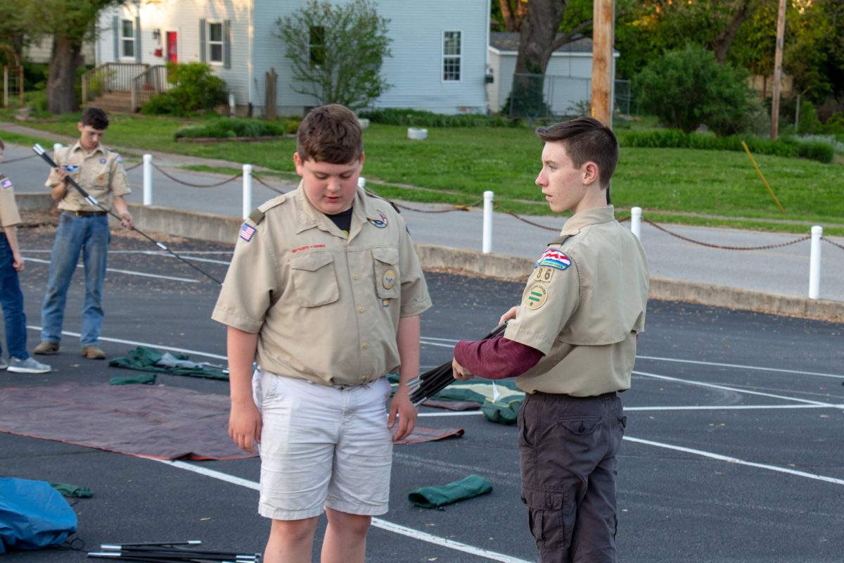 Sorting through the tents - Troop 1086