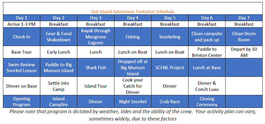 2023 Sea Base Schedule - Troop 86